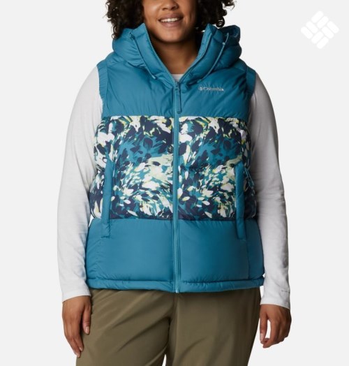 Women's Columbia Pike Lake II Insulated Vests Turquoise / Flower | Plus Size CA-Z5068